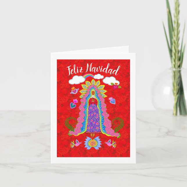 Feliz Navidad Lady Guadalupe Urlaubskarte (Vorderseite)