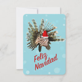 Feliz Navidad Lionfish Santa Flat Card Karte