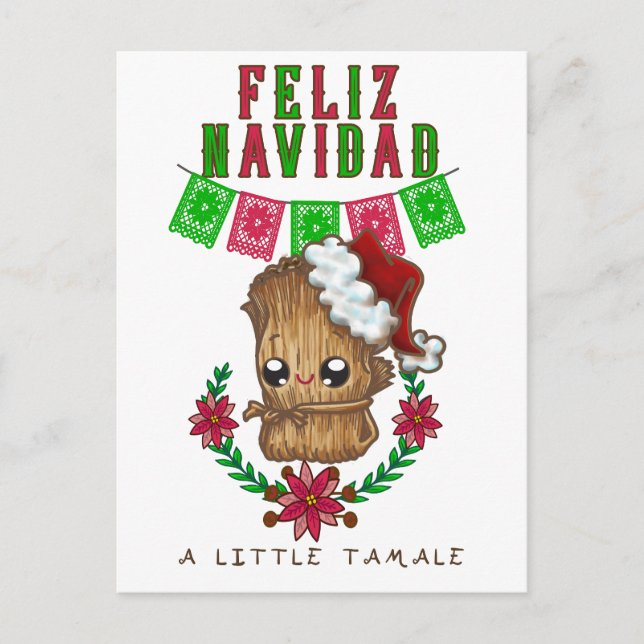 Feliz Navidad - Little Tamale Spanisch/Englisch Te Postkarte (Vorderseite)