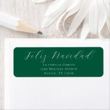 Feliz Navidad Mail Immergrün Rücksende-Adressetike