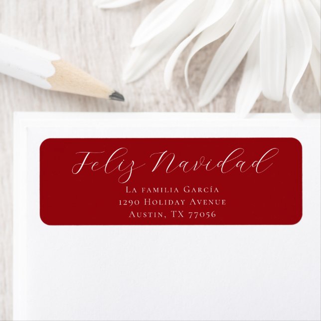 Feliz Navidad Mail Red Return Address Label (Insitu)