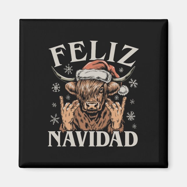 Feliz Navidad Meme Emo Cow Funny Meme Weihnachten Magnet (Vorne)