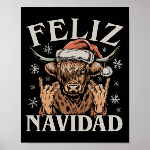 Feliz Navidad Meme Emo Cow Funny Meme Weihnachten Poster