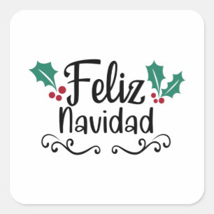 Feliz Navidad Merry Christmas Quadratischer Aufkleber