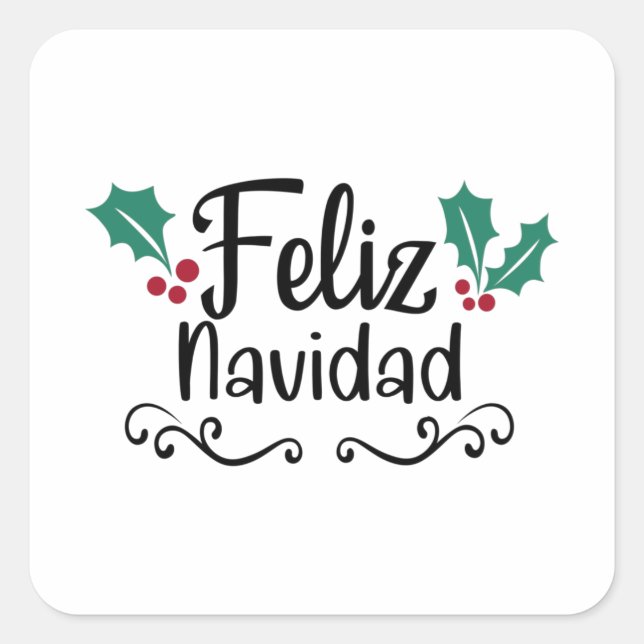 Feliz Navidad Merry Christmas Quadratischer Aufkleber (Vorderseite)