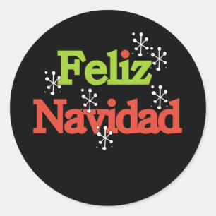 Feliz Navidad Merry Christmas Runder Aufkleber