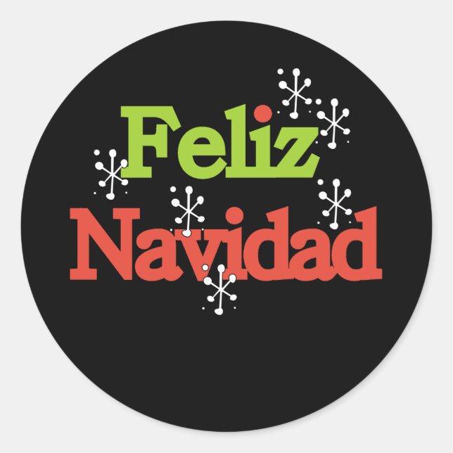 Feliz Navidad Merry Christmas Runder Aufkleber (Vorderseite)