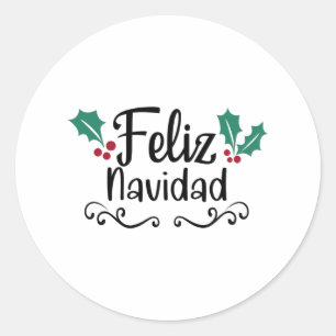 Feliz Navidad Merry Christmas Runder Aufkleber