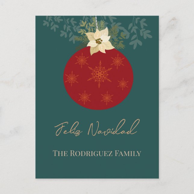 Feliz Navidad-Merry Weihnachten Roter Ornament Url (Vorderseite)