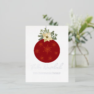 Feliz Navidad-Merry Weihnachten Roter Ornament Url Folien Feiertagspostkarte