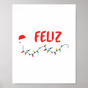 Feliz Navidad Merry Weihnachten Xmas Lights Pajama Poster