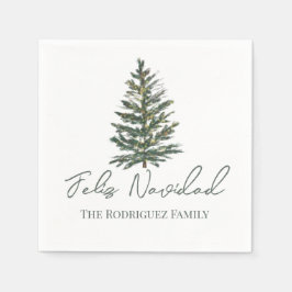 Feliz Navidad-Merry Weihnachtsbaum und Lichter Serviette