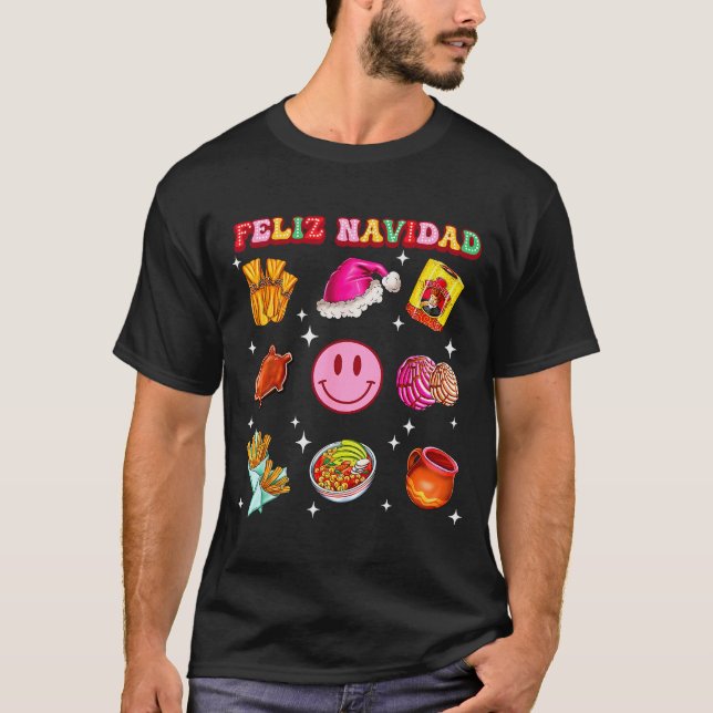 Feliz Navidad Mexican Christmas Mexico Food Men Wo T-Shirt (Vorderseite)