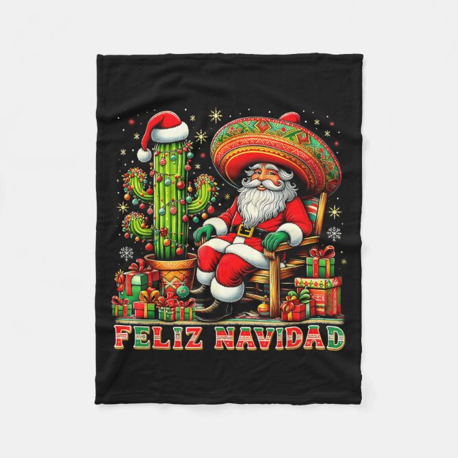 Feliz Navidad Mexican Christmas Santa Sombrero Cac Fleecedecke (Vorderseite)
