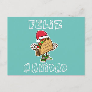 Feliz Navidad Mexican Christmas Santa Taco Postkarte