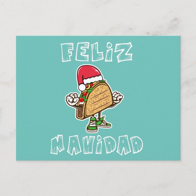 Feliz Navidad Mexican Christmas Santa Taco Postkarte (Vorderseite)