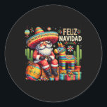 Feliz Navidad Mexican Funny Christmas Santa Festiv Runder Aufkleber<br><div class="desc">Feliz Navidad Mexican Funny Christmas Weihnachtskostüm</div>