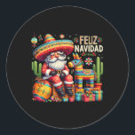 Feliz Navidad Mexican Funny Christmas Santa Festiv Runder Aufkleber<br><div class="desc">Feliz Navidad Mexican Funny Christmas Weihnachtskostüm</div>