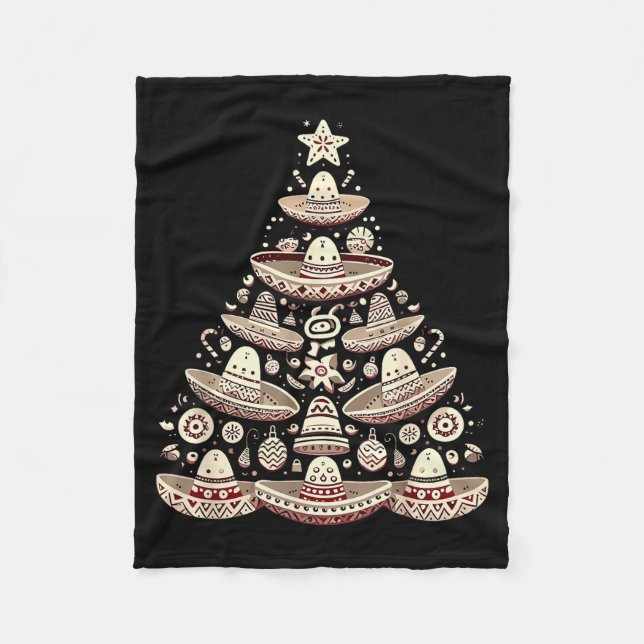 Feliz Navidad Mexican Sombrero Christmas Tree Men  Fleecedecke (Vorderseite)