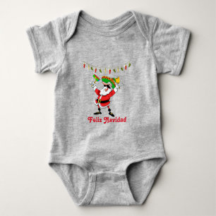 Feliz Navidad Mexicanischer Santa mit Pfefferlampe Baby Strampler