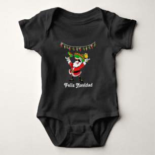 Feliz Navidad Mexicanischer Santa mit Pfefferlampe Baby Strampler