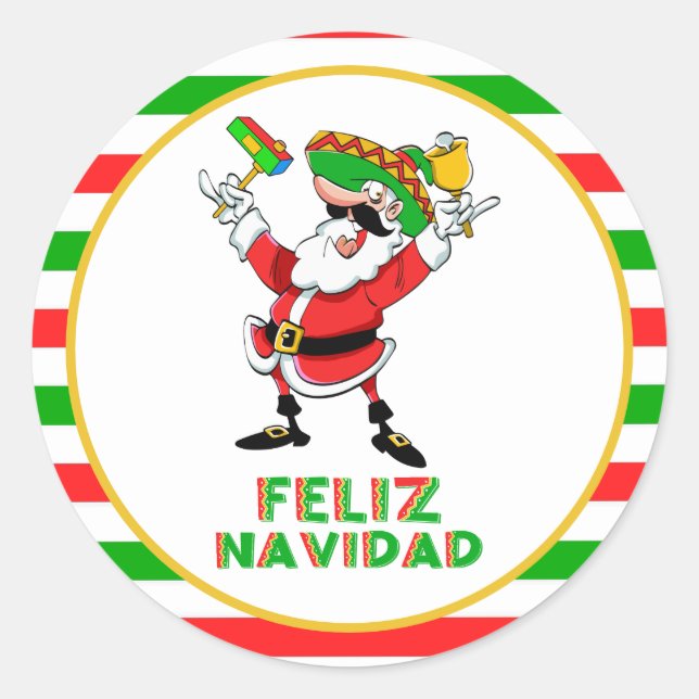 Feliz Navidad Mexico Weihnachtsfeiz Runder Aufkleber (Vorderseite)