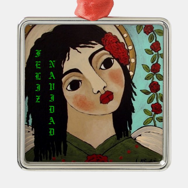 Feliz Navidad Mexikaner-Engel Silbernes Ornament (Vorne)
