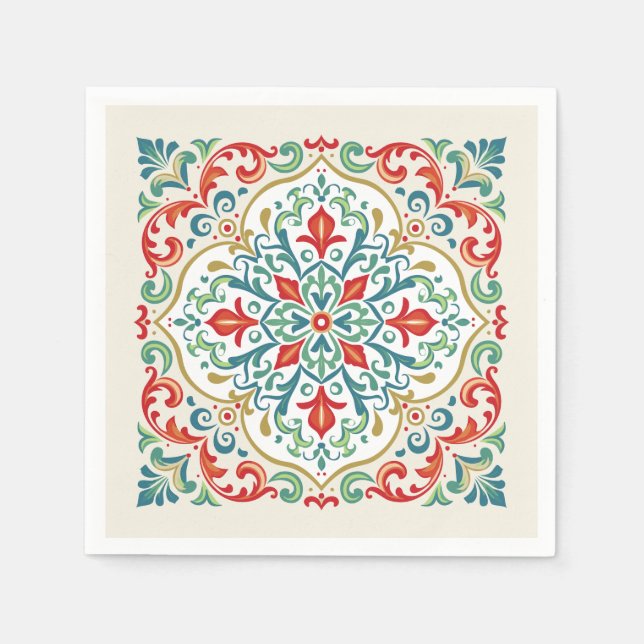 Feliz Navidad Mexikanisch Weihnachten Schöne Tile  Serviette (Vorderseite)