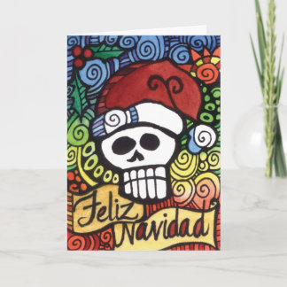 Feliz Navidad mexikanischer Zuckerschädel Sankt Feiertagskarte