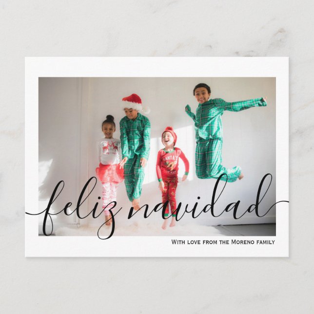 Feliz Navidad Minimalistisch Typografy Foto Postkarte (Vorderseite)
