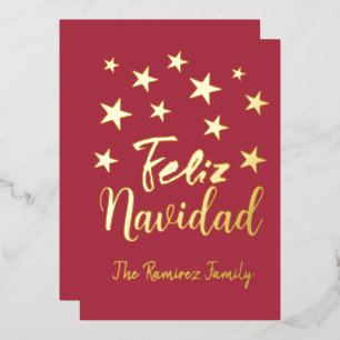 Feliz Navidad Modern Gold Weihnachtsfamilie Folien Feiertagskarte