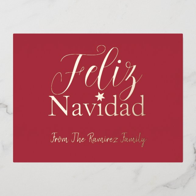 Feliz Navidad Moderner Weihnachtsfeiertag Folien Feiertagspostkarte (Vorderseite)