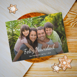 Feliz Navidad Modernes Weihnachtsfamilien-Foto Feiertagskarte