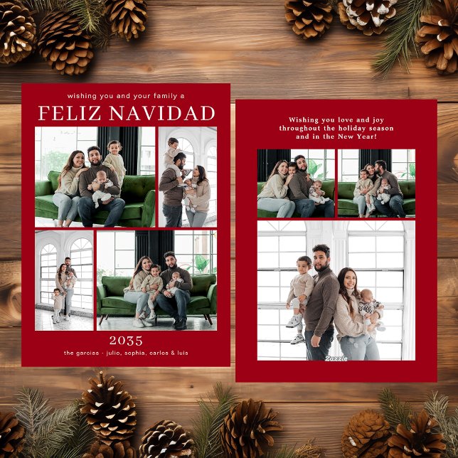 Feliz Navidad Multi-Foto-Urlaubskarte Feiertagskarte (Von Creator hochgeladen)