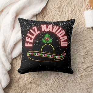 Feliz Navidad Neon Sombrero Holiday Kissen