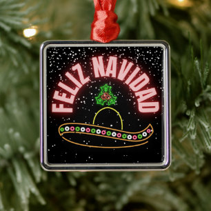 Feliz Navidad Neon Sombrero Holiday Ornament Aus Metall
