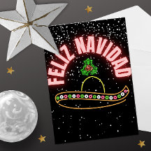 Feliz Navidad Neon Sombrero Holiday Postcard