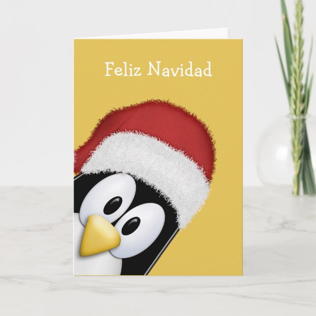 Feliz Navidad Niedlich Penguin Feiertagskarte (Vorderseite)