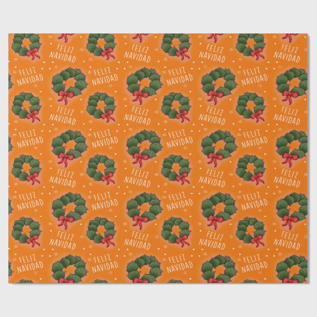 Feliz Navidad Nopal-Kranz-Geschenkpapier Geschenkpapier (Flach)