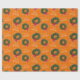Feliz Navidad Nopal Wreath Wrapping Paper Geschenkpapier