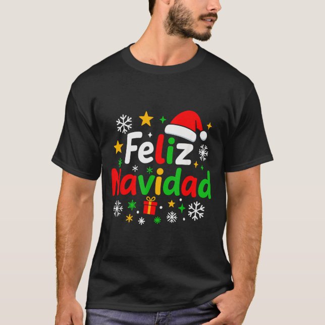 Feliz Navidad Pajamas Shirt, Cute Spanish Mexican  T-Shirt (Vorderseite)