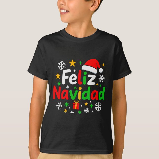 Feliz Navidad Pajamas Shirt, Cute Spanish Mexican  T-Shirt (Vorderseite)