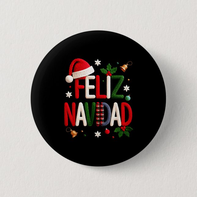 Feliz Navidad Pajamas Spanish Mexican Christmas Bo Button (Vorderseite)