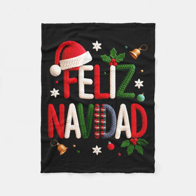 Feliz Navidad Pajamas Spanish Mexican Christmas Bo Fleecedecke (Vorderseite)