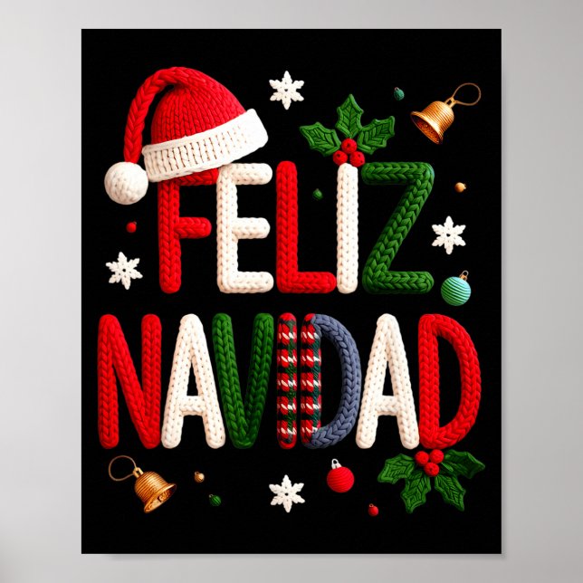 Feliz Navidad Pajamas Spanish Mexican Christmas Bo Poster (Vorne)
