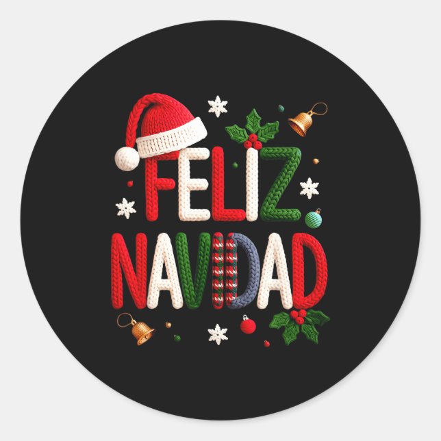 Feliz Navidad Pajamas Spanish Mexican Christmas Bo Runder Aufkleber (Vorderseite)