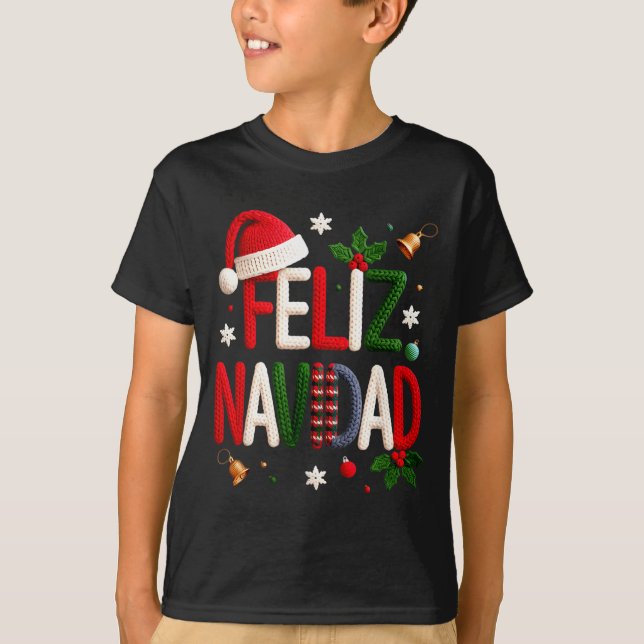 Feliz Navidad Pajamas Spanish Mexican Christmas Bo T-Shirt (Vorderseite)
