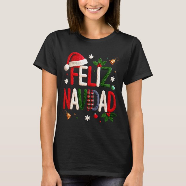 Feliz Navidad Pajamas Spanish Mexican Christmas Bo T-Shirt (Vorderseite)
