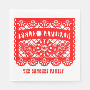 Feliz Navidad Papel Picado Serviette