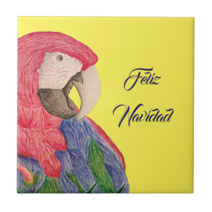 Feliz Navidad Parrot Christmas Macaw Fliese